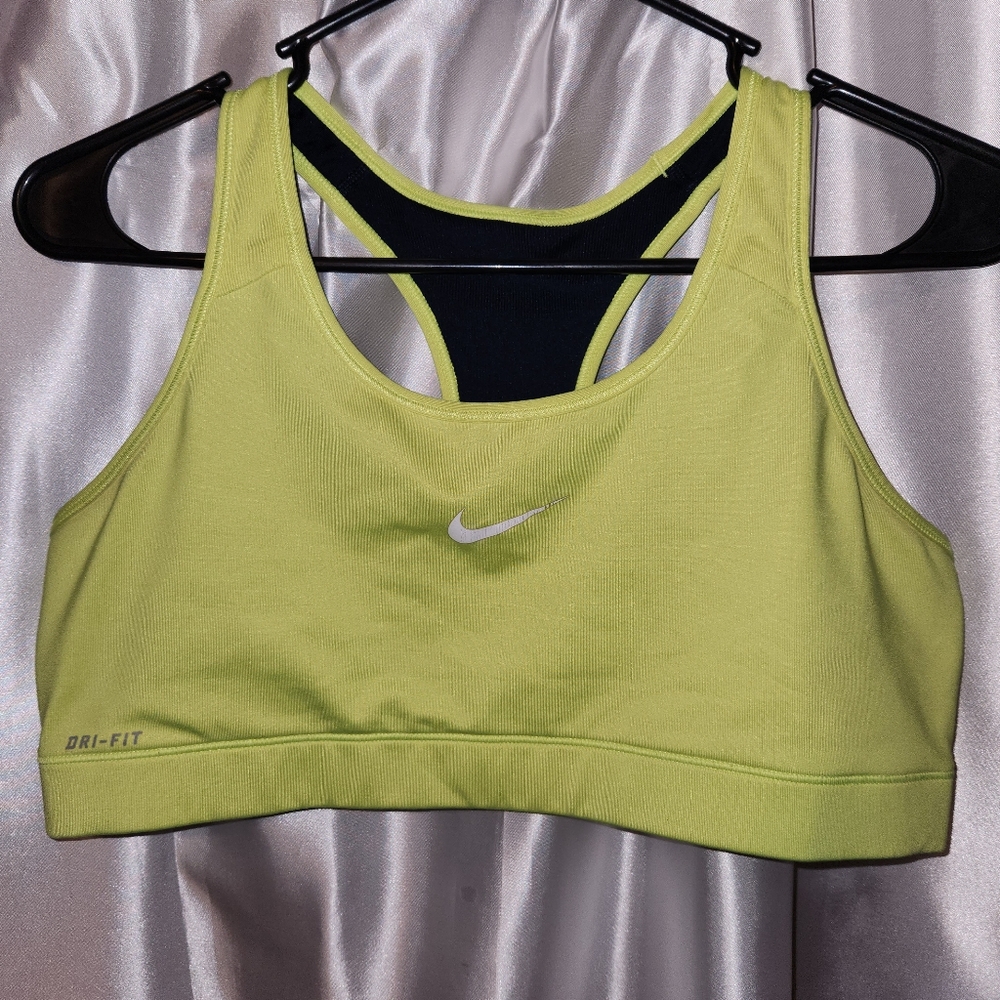 🔥Nike Dri-Fit Neon Yellow Sports Bra | Size L - Picture 1 of 3